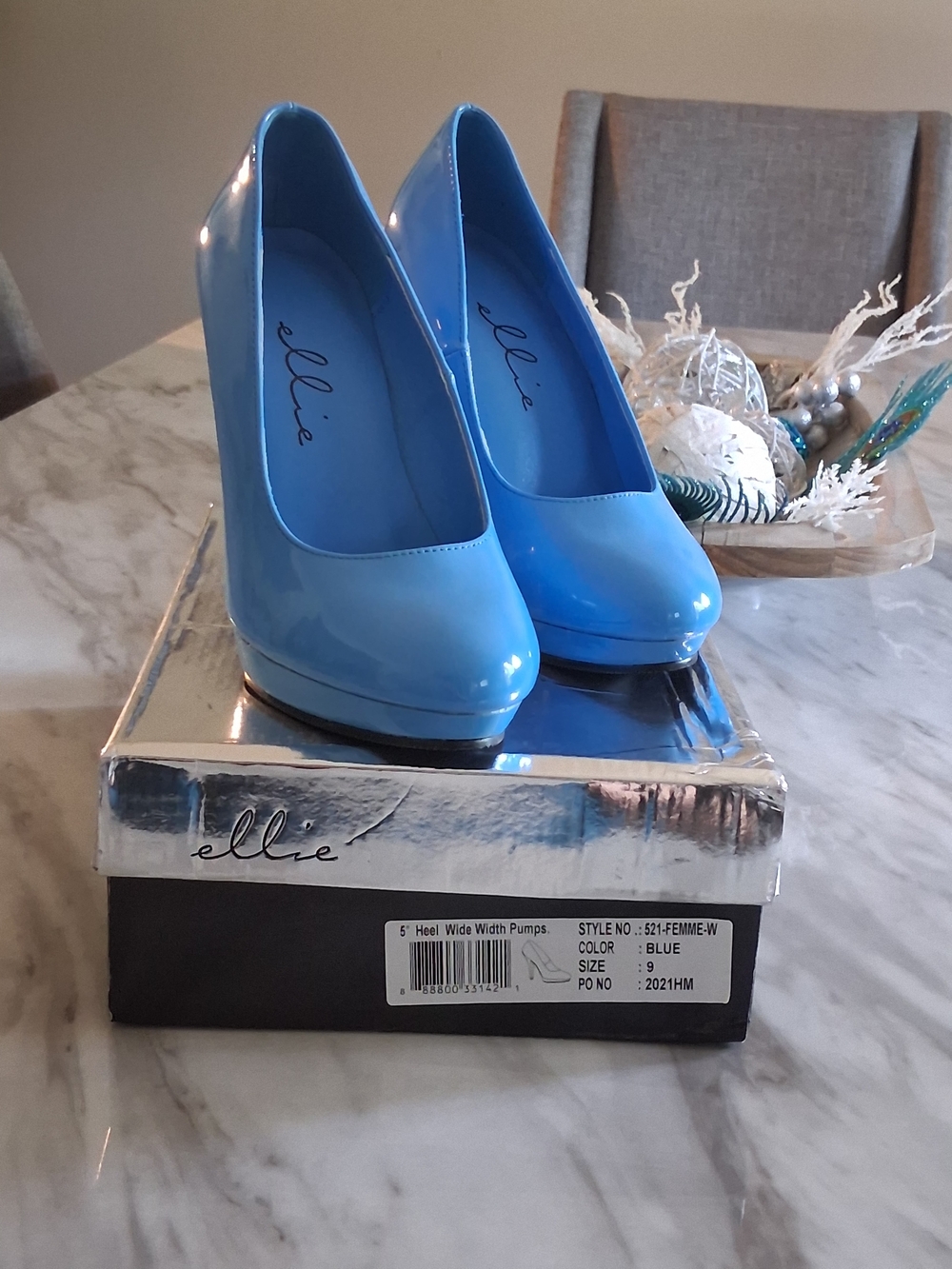 Ellie Glossy Sky Blue Patent Platform Pumps